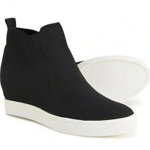 MIA | Black heeled wedge knit sneaker booties  - 8